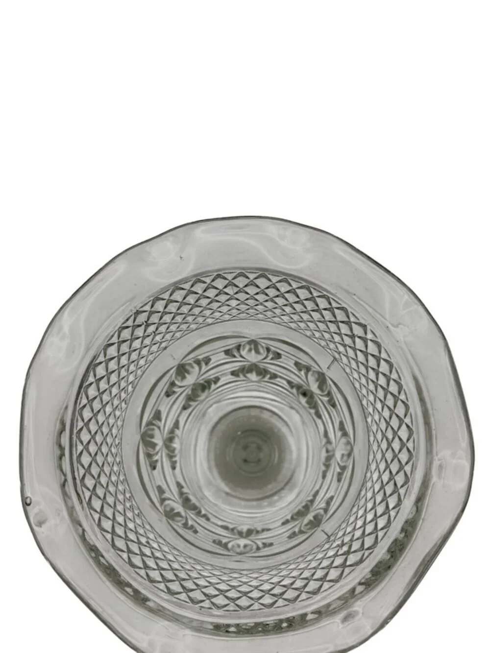 VTG Pressed Glass Pedestal Bristol Smith Glass Vase Scallop Rim Floral Pattern